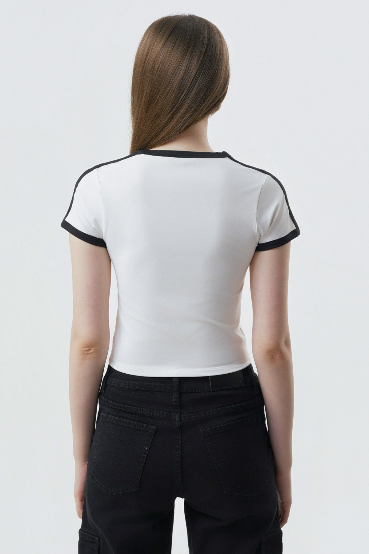 Polera Mujer Contraste Y Print Crudo