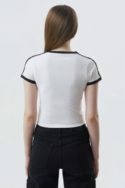 Polera Mujer Contraste Y Print Crudo