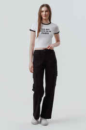 Polera Mujer Contraste Y Print Crudo