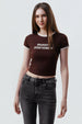 Polera Mujer Contraste Y Print Chocolate