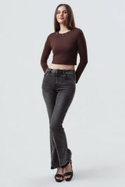 Polera Mujer Ajustado Café