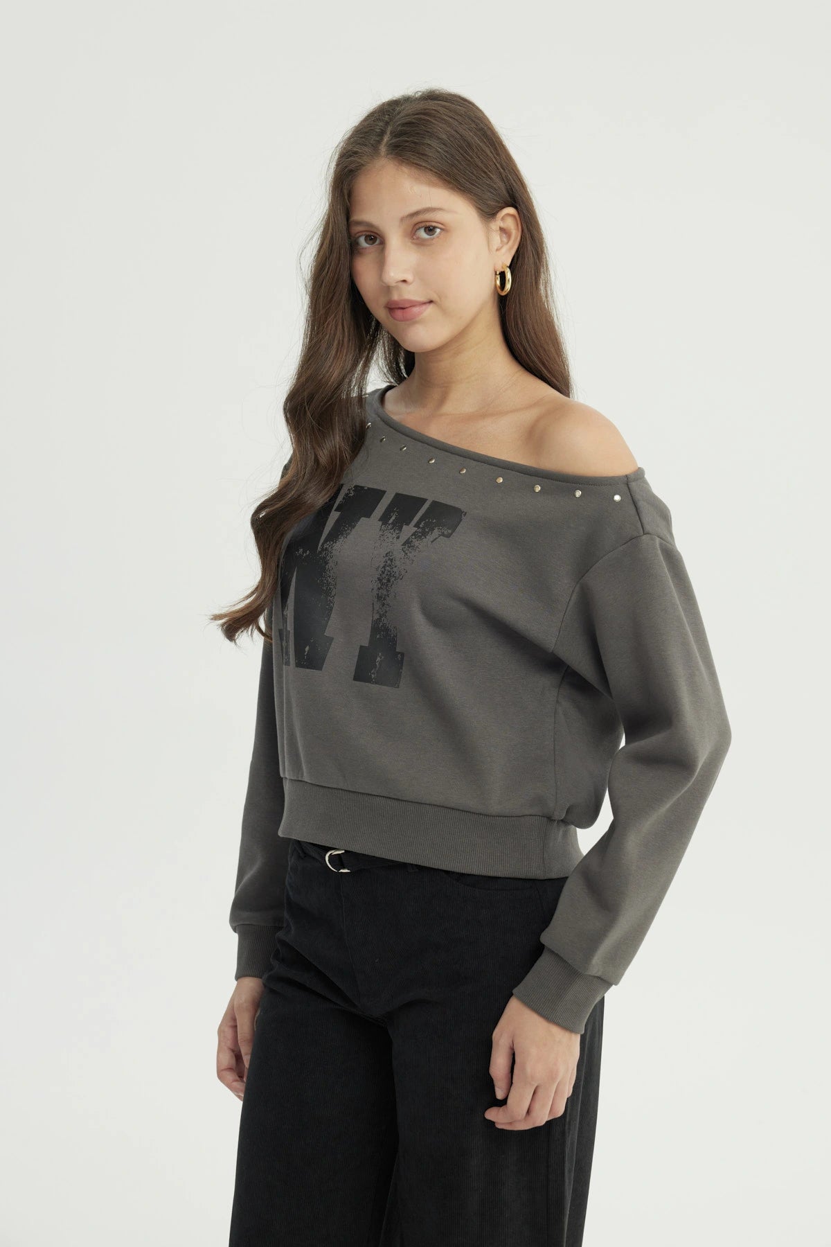 Polerón Mujer Clásico Gris Oscuro
