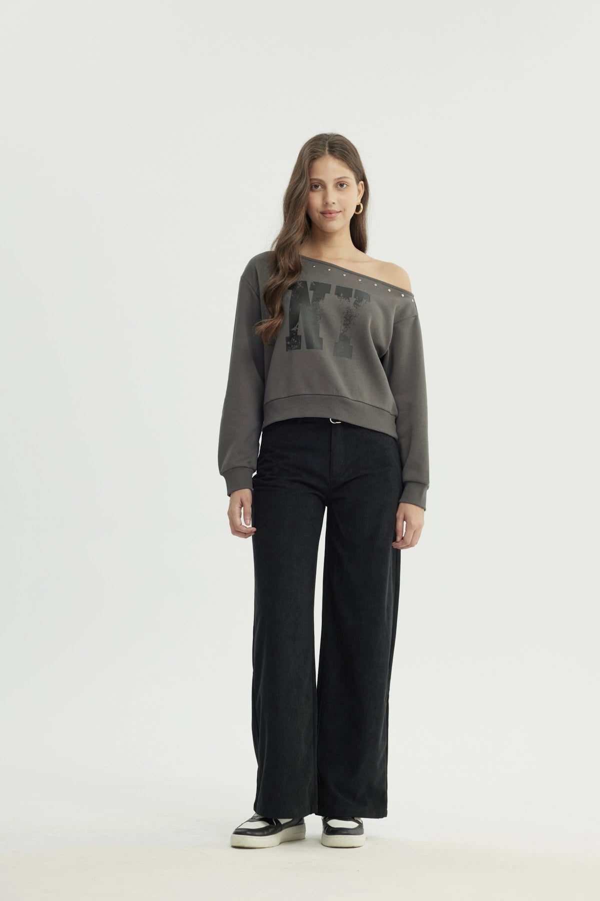 Polerón Mujer Clásico Gris Oscuro