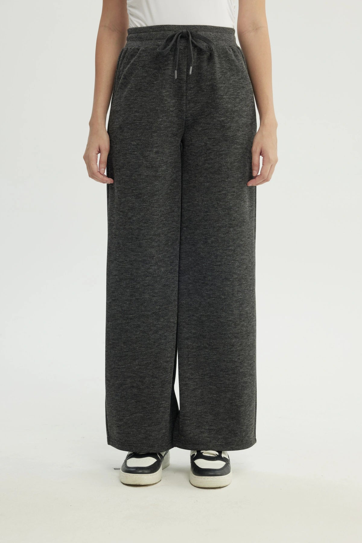 Pantalón Buzo Mujer Wide Leg Gris
