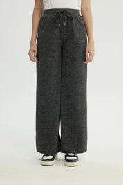 Pantalón Buzo Mujer Wide Leg Gris