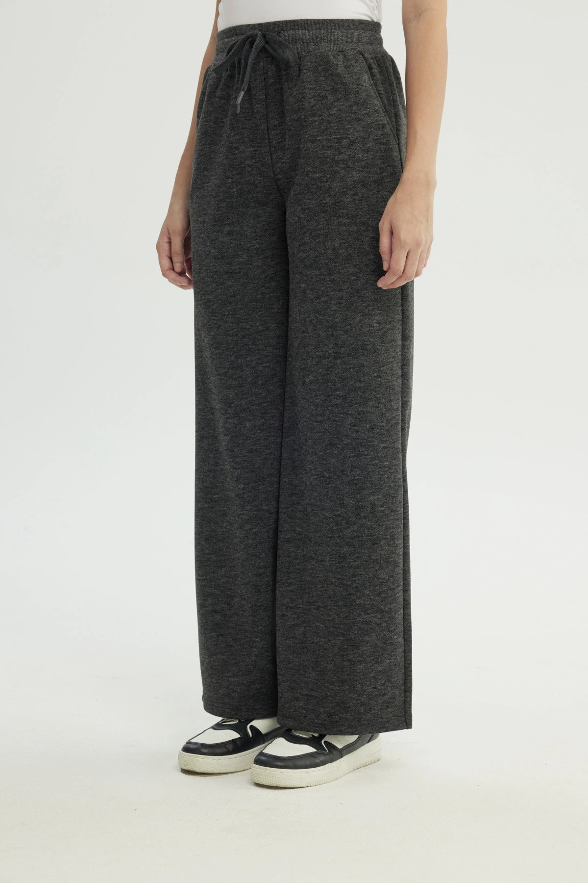 Pantalón Buzo Mujer Wide Leg Gris