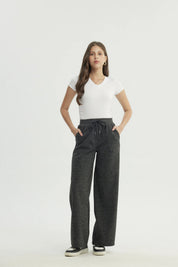 Pantalón Buzo Mujer Wide Leg Gris