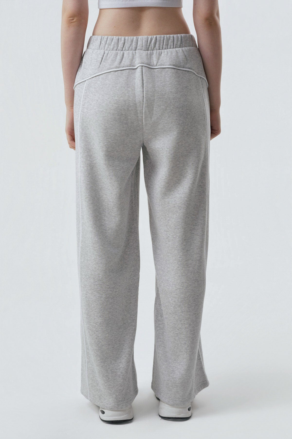 Pantalón Buzo Mujer Wide Leg Gris Melange