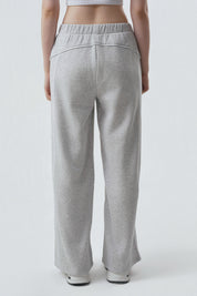 Pantalón Buzo Mujer Wide Leg Gris Melange