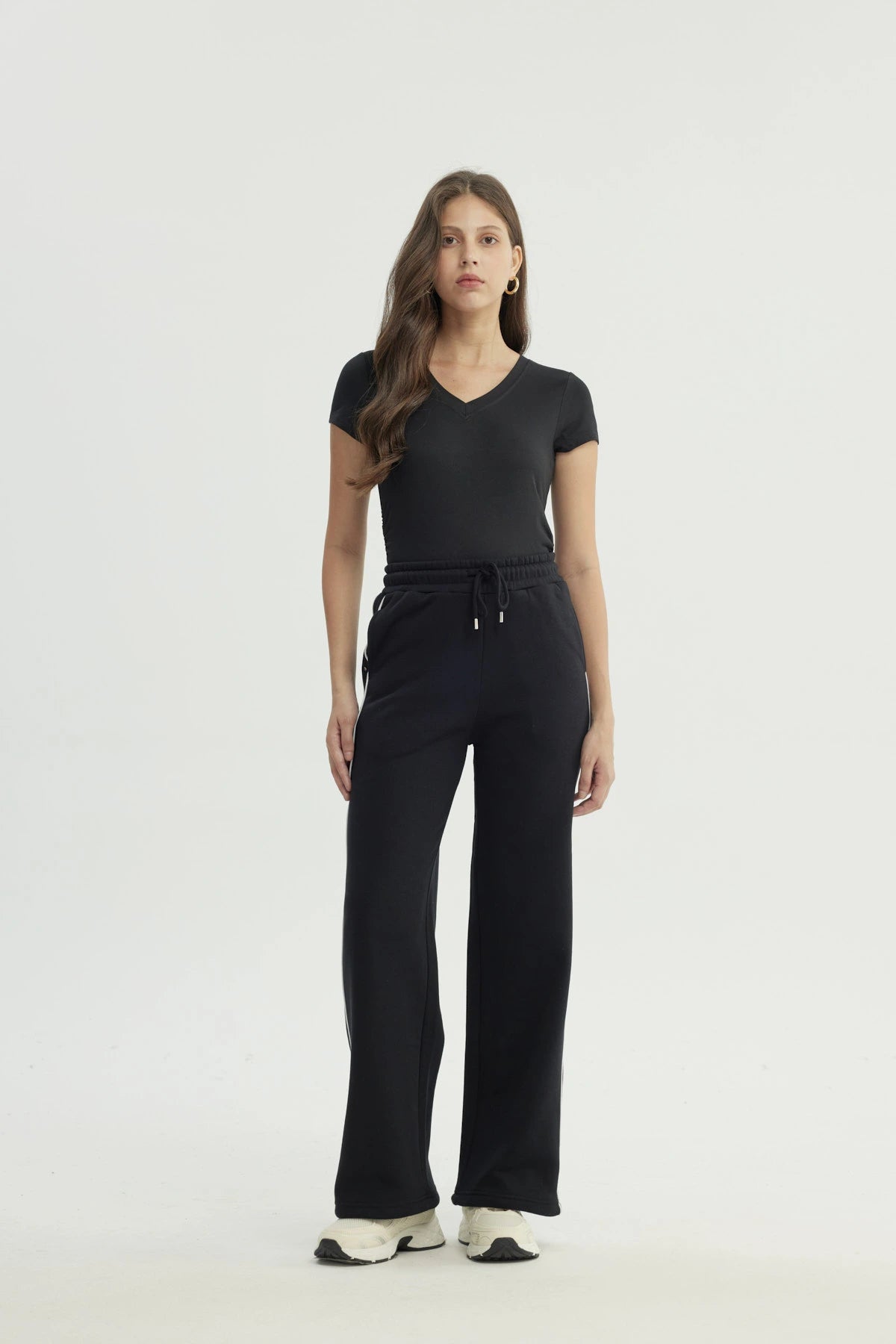 Pantalón Buzo Mujer Wide Leg Negro