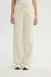 Pantalón Buzo Mujer Wide Leg Beige Claro