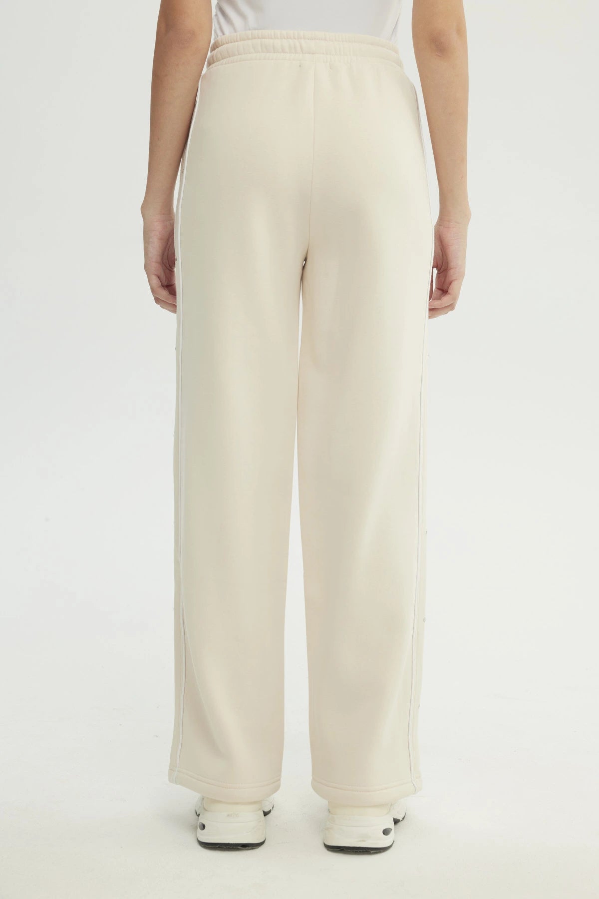 Pantalón Buzo Mujer Wide Leg Beige Claro