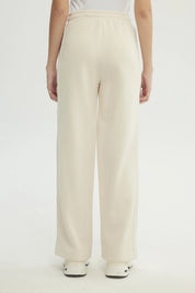 Pantalón Buzo Mujer Wide Leg Beige Claro