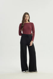 Pantalón Mujer Wide Leg Negro