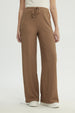 Pantalón Mujer Wide Leg Café Claro
