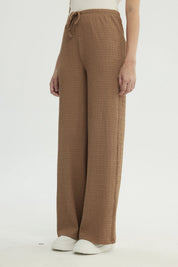 Pantalón Mujer Wide Leg Café Claro