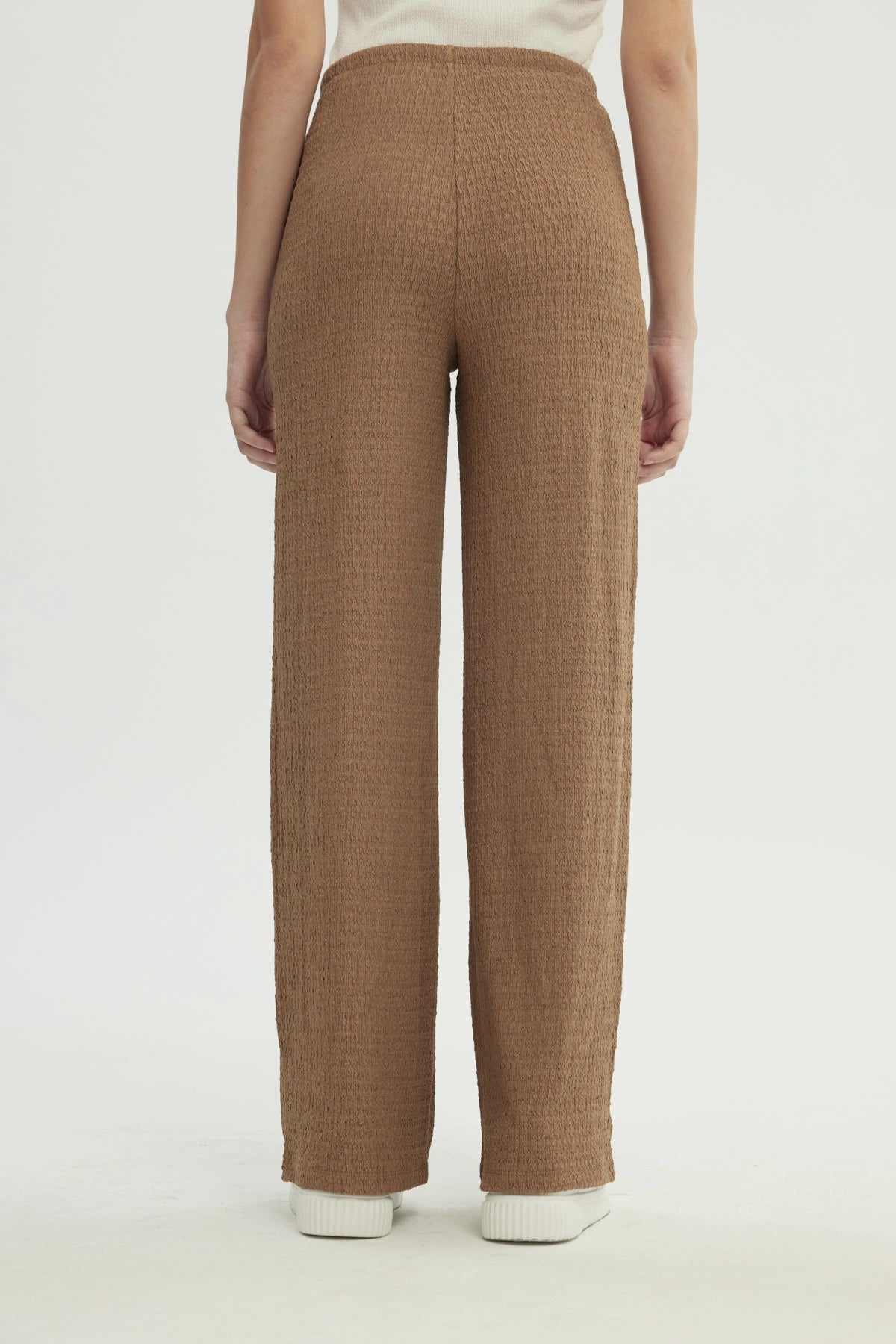 Pantalón Mujer Wide Leg Café Claro