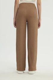 Pantalón Mujer Wide Leg Café Claro
