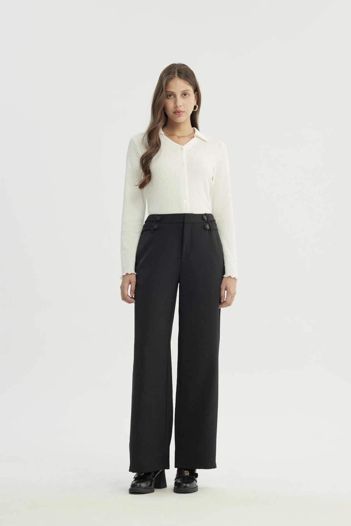Pantalón Mujer Wide Leg Negro