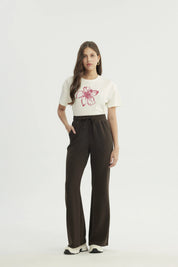 Pantalón Buzo Mujer Leve Flare Chocolate