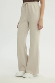 Pantalón Buzo Mujer Leve Flare Beige Claro