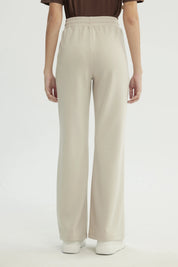 Pantalón Buzo Mujer Leve Flare Beige Claro