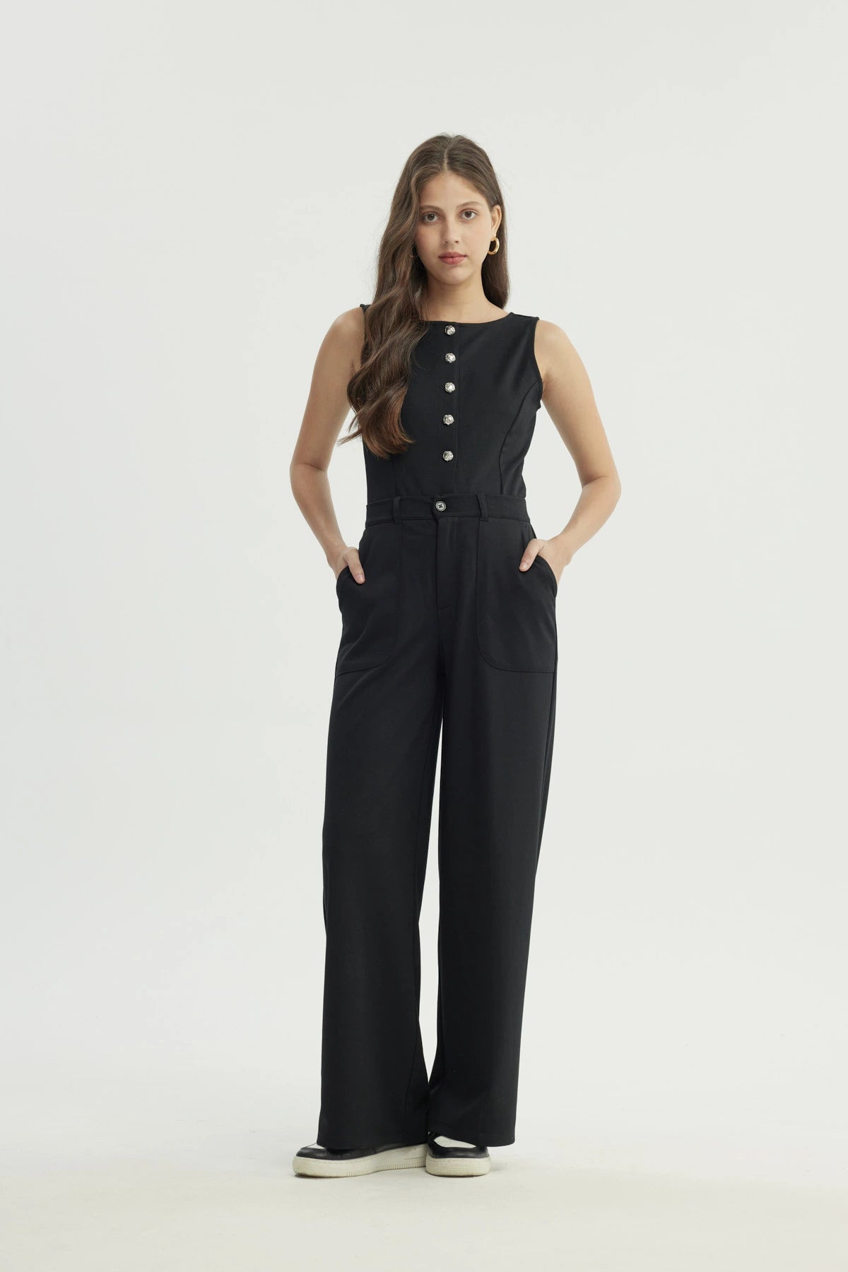 Pantalón Mujer Calce Recto Negro