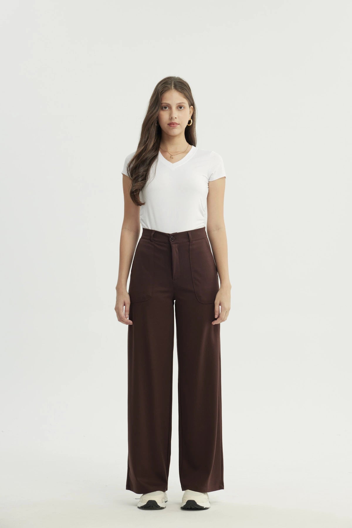 Pantalón Mujer Calce Recto Café