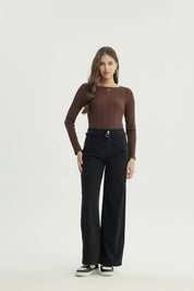 Pantalón Mujer Wide Leg Negro