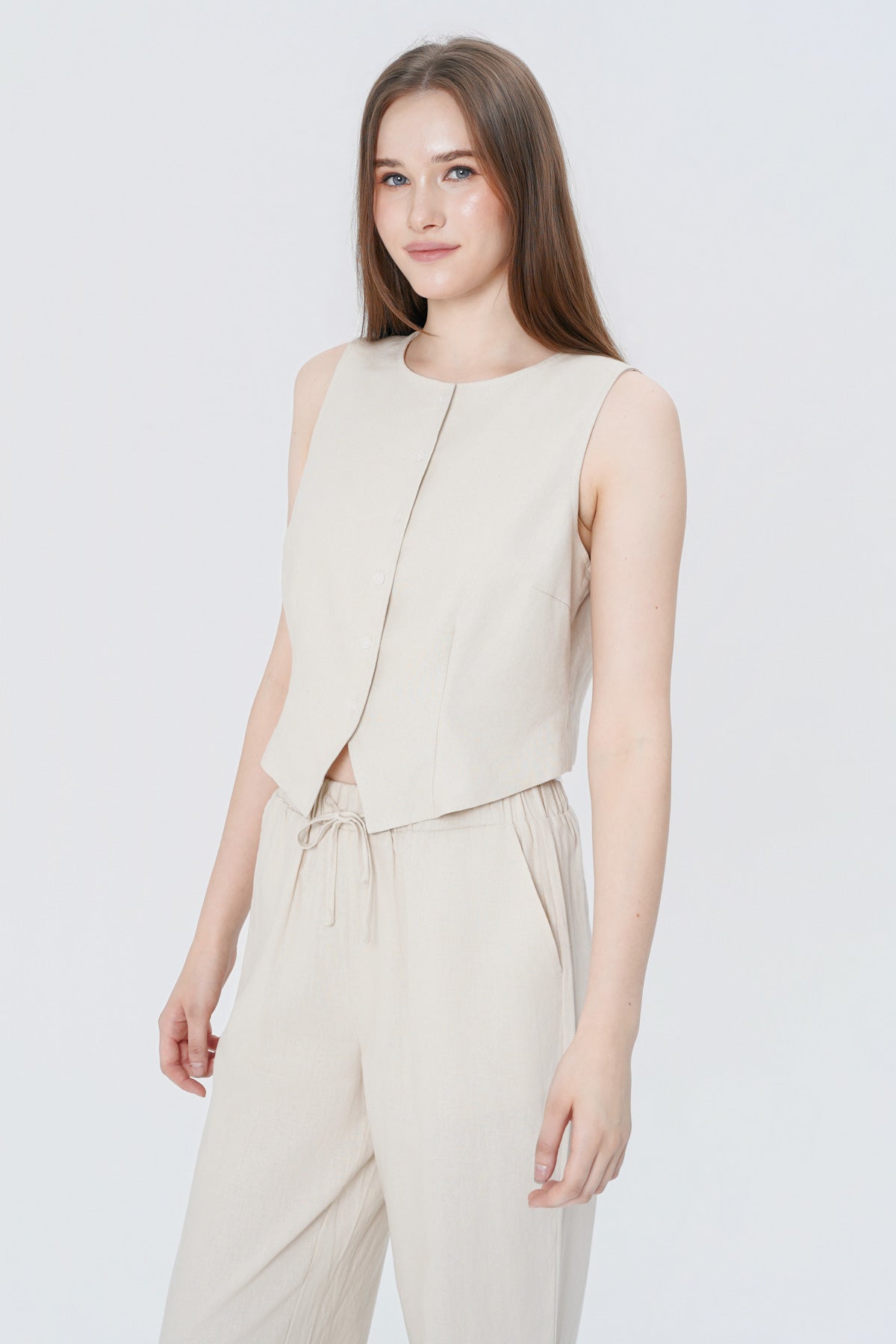Blazer Slim Mujer Beige Claro