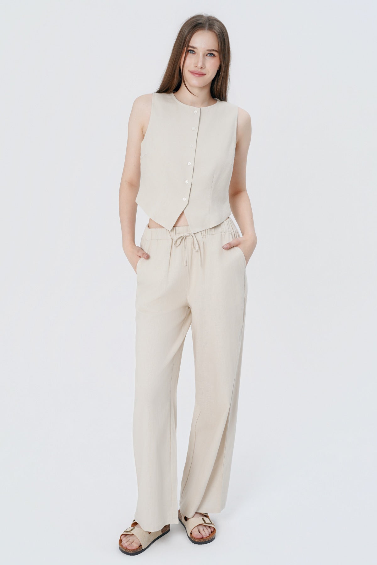 Blazer Slim Mujer Beige Claro