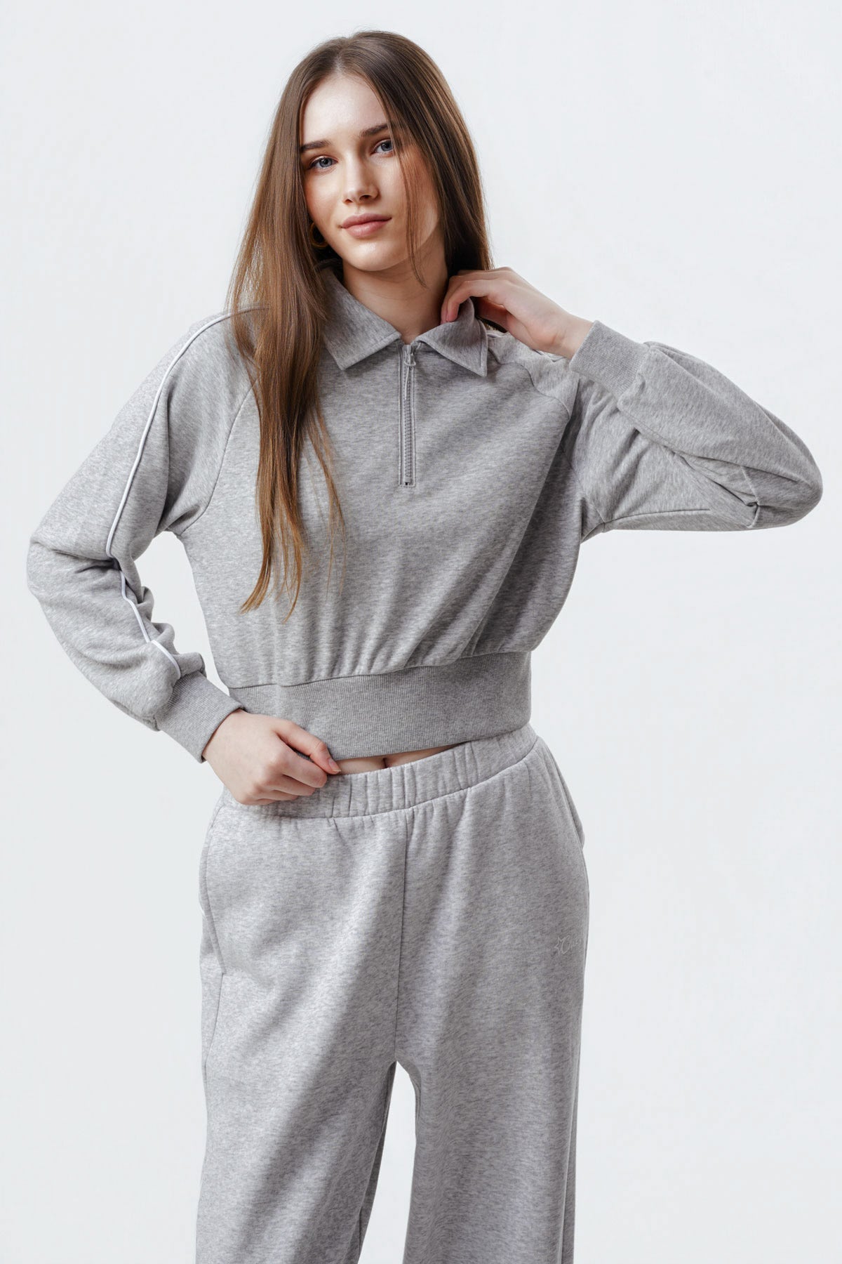 Polerón Mujer Clásica Gris Melange