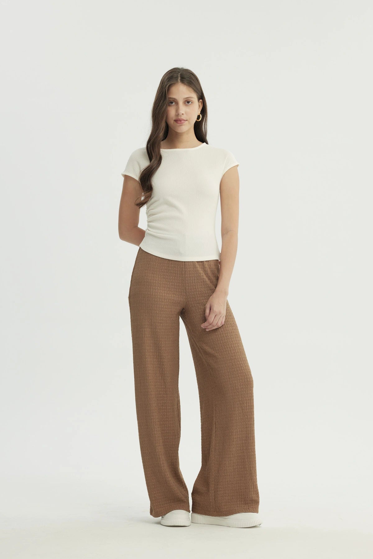 Polera Mujer Slim Fit Crema