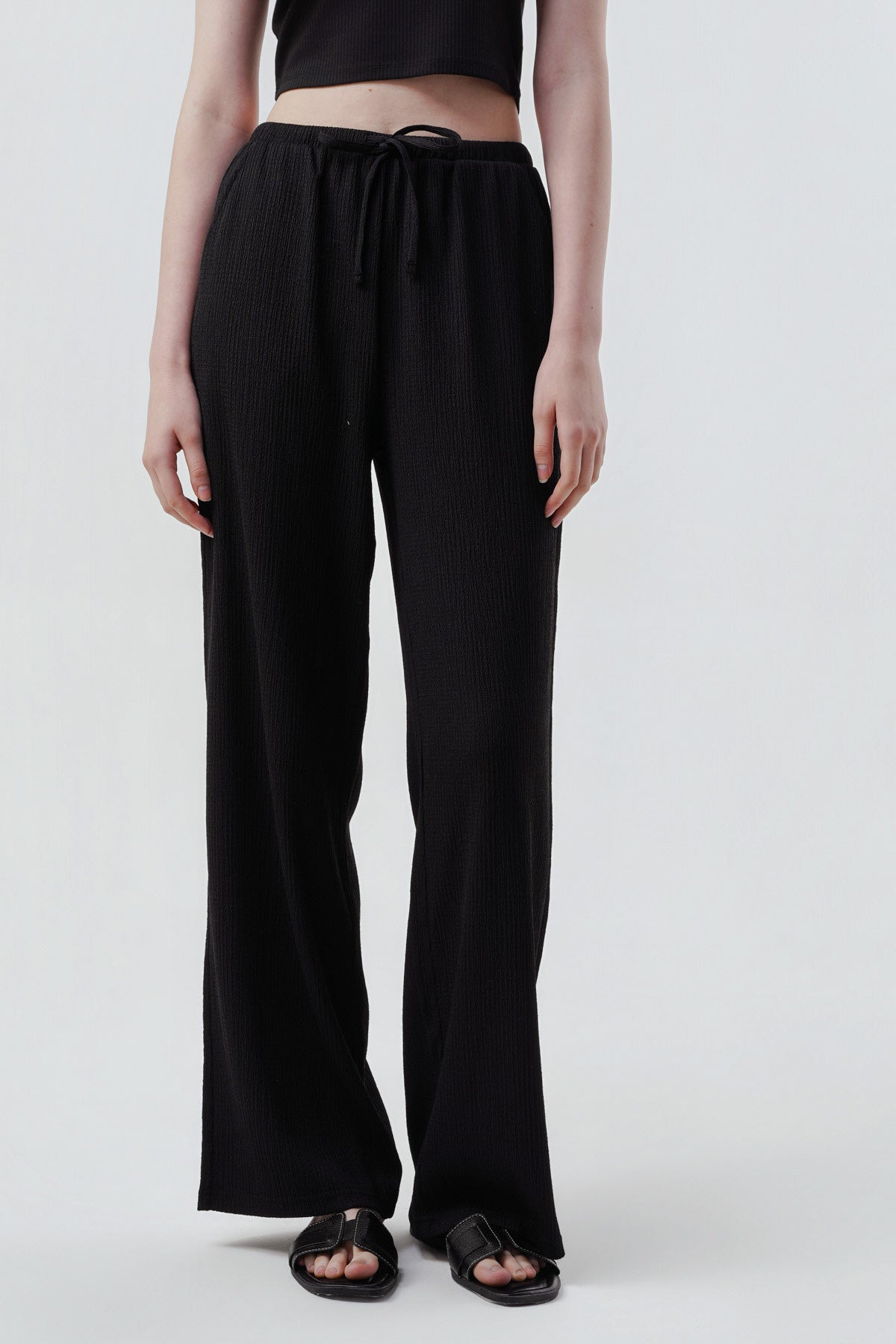 Pantalón Mujer Wide Leg Negro