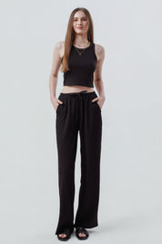Pantalón Mujer Wide Leg Negro