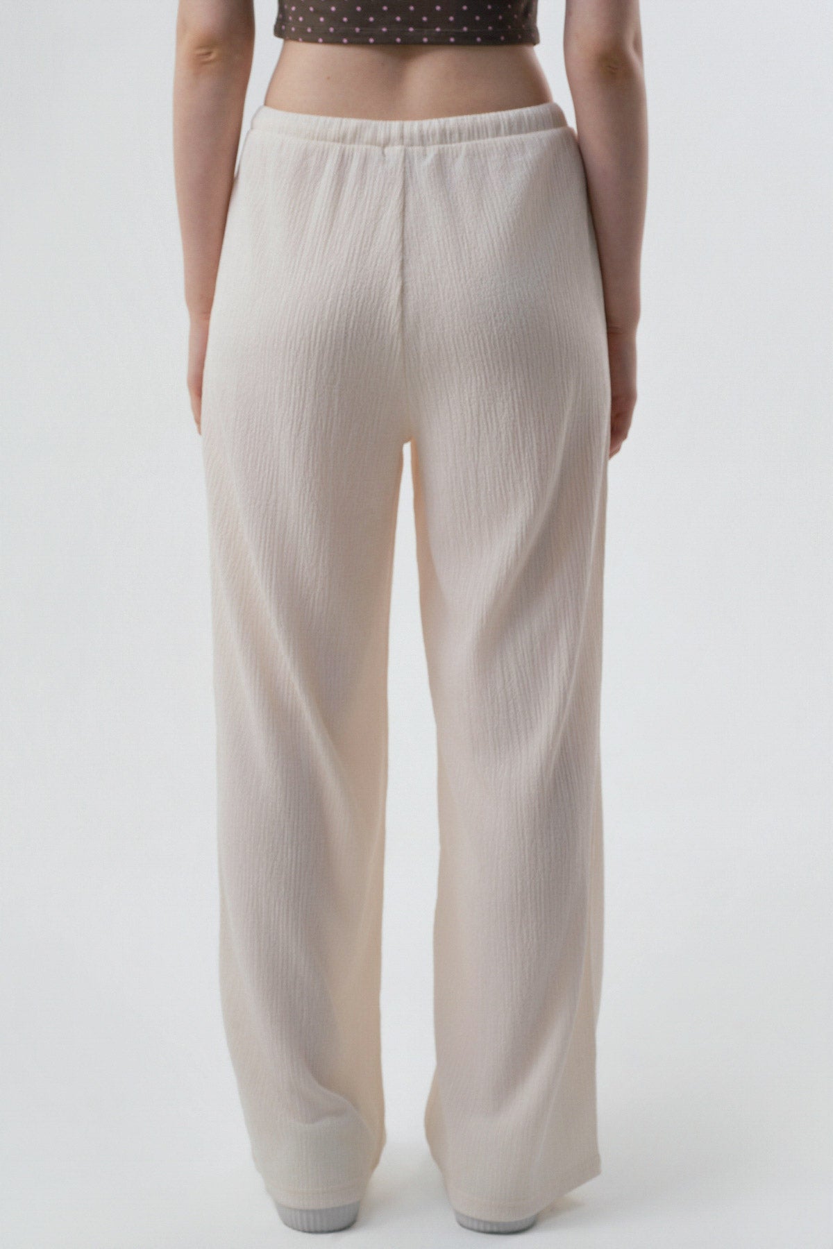 Pantalón Mujer Wide Leg Crema
