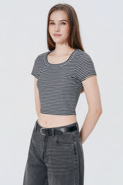 Polera Ajustada Mujer Negro / Blanco