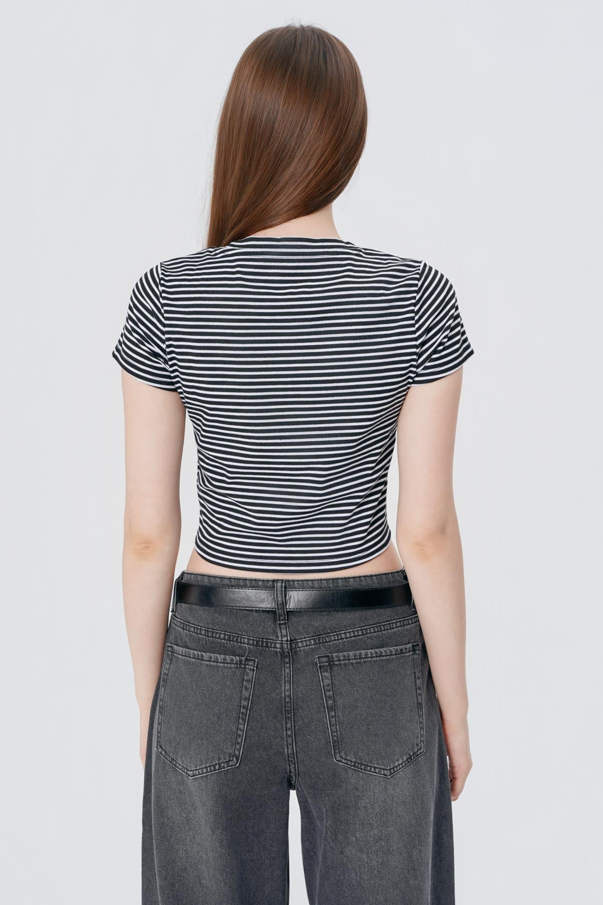 Polera Ajustada Mujer Negro / Blanco