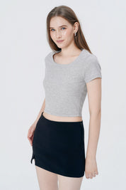 Polera Ajustada Mujer Gris Melange