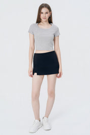 Polera Ajustada Mujer Gris Melange