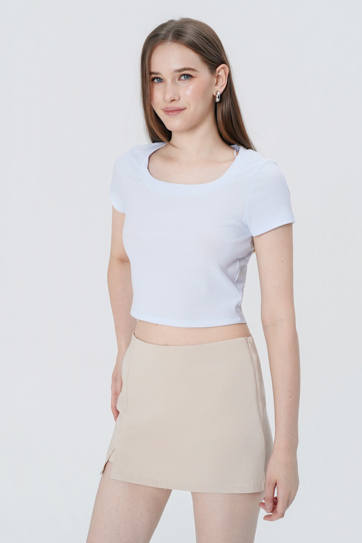 Polera Ajustada Mujer Celeste