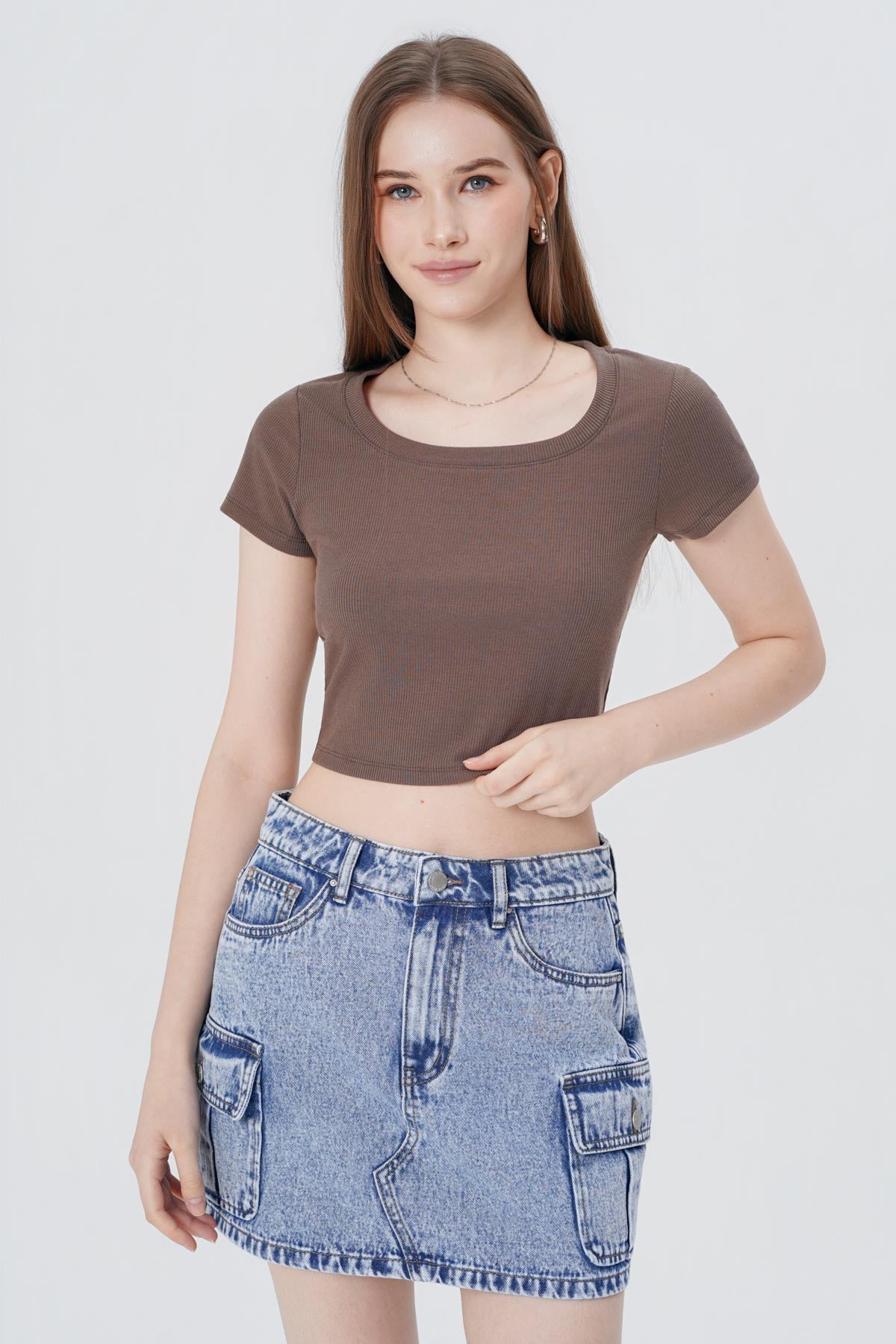 Polera Ajustada Mujer Café Claro