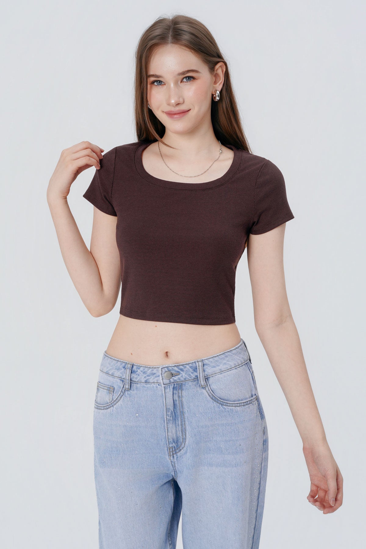 Polera Ajustada Mujer Café Oscuro