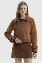Chaqueta Mujer Slim Con Aplicación Bonded Camel