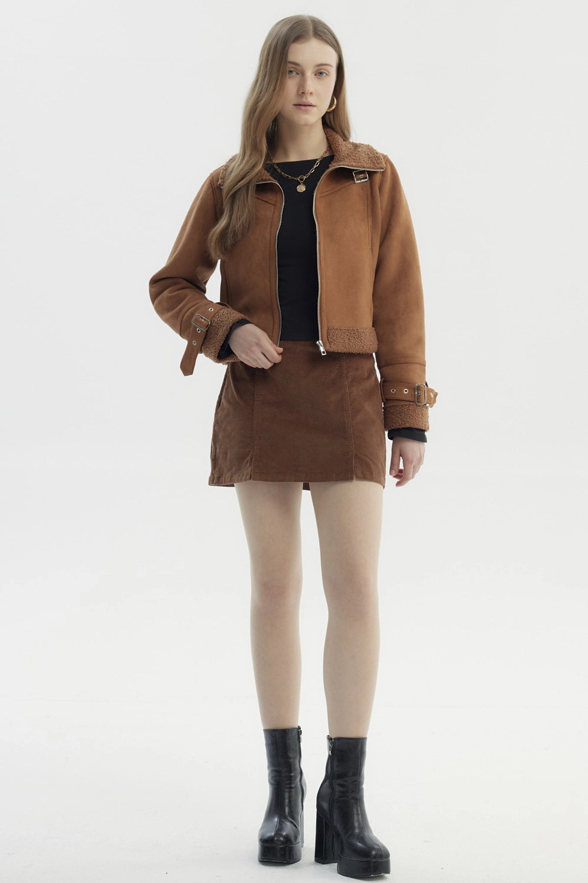 Chaqueta Mujer Slim Con Aplicación Bonded Camel