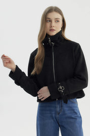 Chaqueta Mujer Slim Con Aplicación Bonded Negro