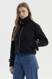 Chaqueta Mujer Slim Con Aplicación Bonded Negro