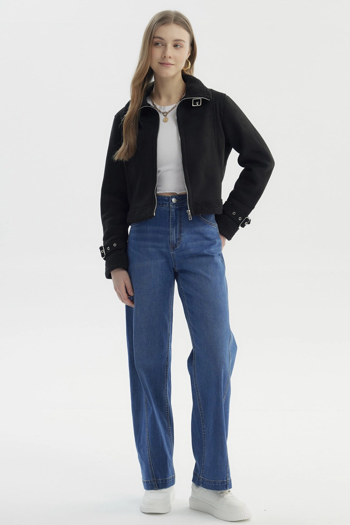 Chaqueta Mujer Slim Con Aplicación Bonded Negro