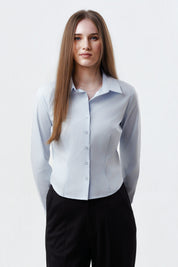Blusa Mujer Slim Celeste
