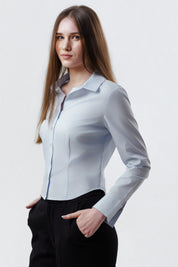 Blusa Mujer Slim Celeste